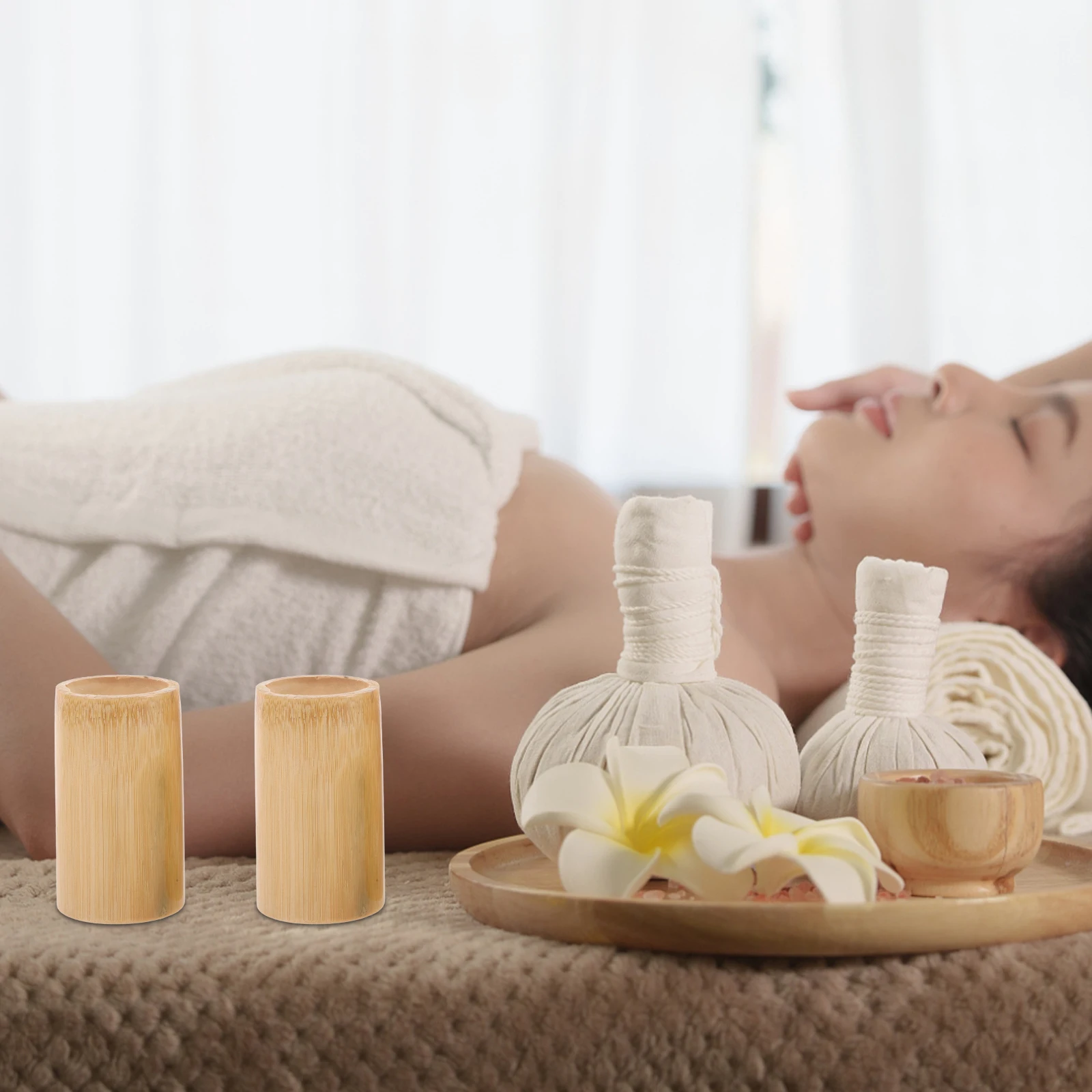 

4pcs Bamboo Cups Reusable Kit Portable Muscle Cupping Set For Body Massage Therapy Small Bamboo Massage Cup Spa Cupping Cup