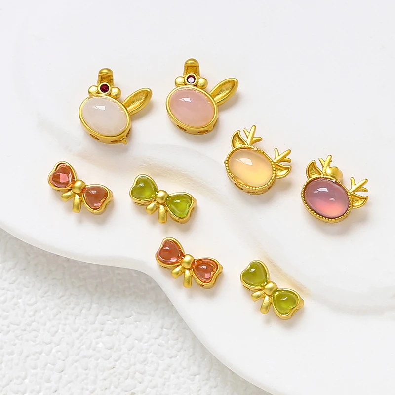 4pcs Copper Gold Plated Color Sargent Straight Hole Bead Isolation Pendant DIY Handmade Jewelry Bracelet Necklace Accessories