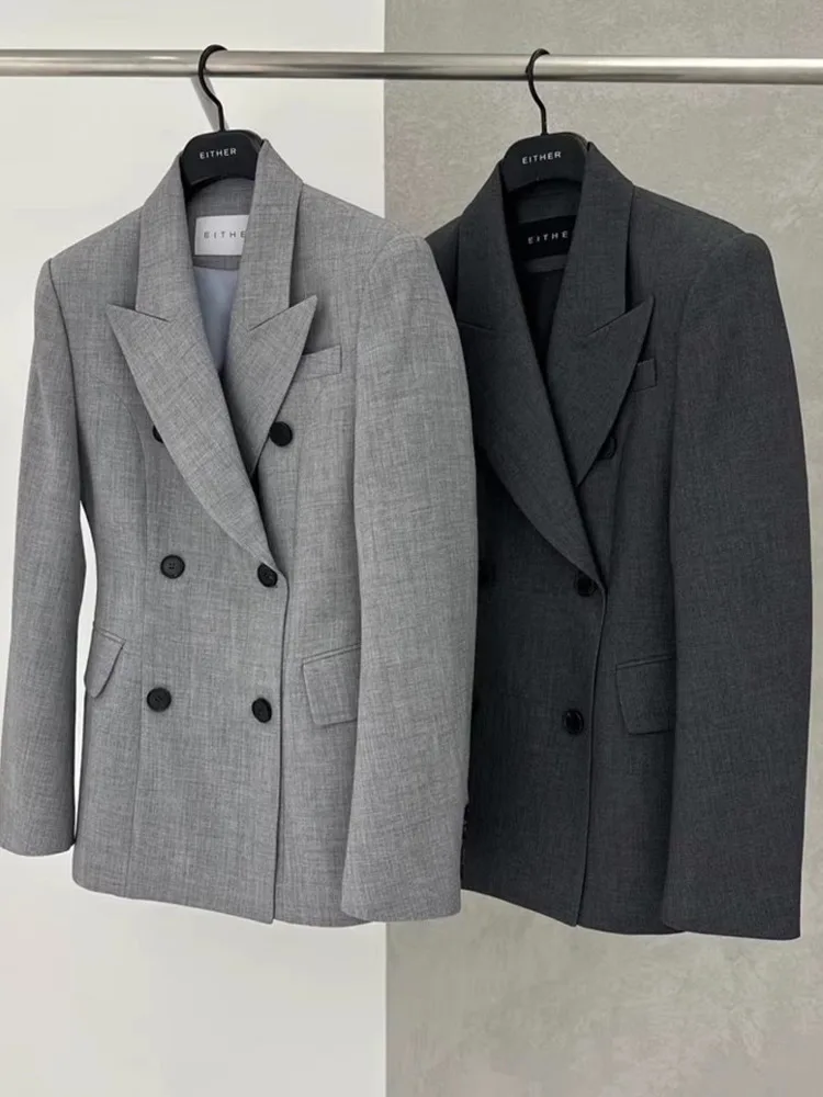 سترة نسائية أنيقة مزدوجة الصدر من FANAN بأكمام طويلة وخصر مجمع سترات مناسبة معاطف نسائية موضة ربيع 2025 الجديدة #4