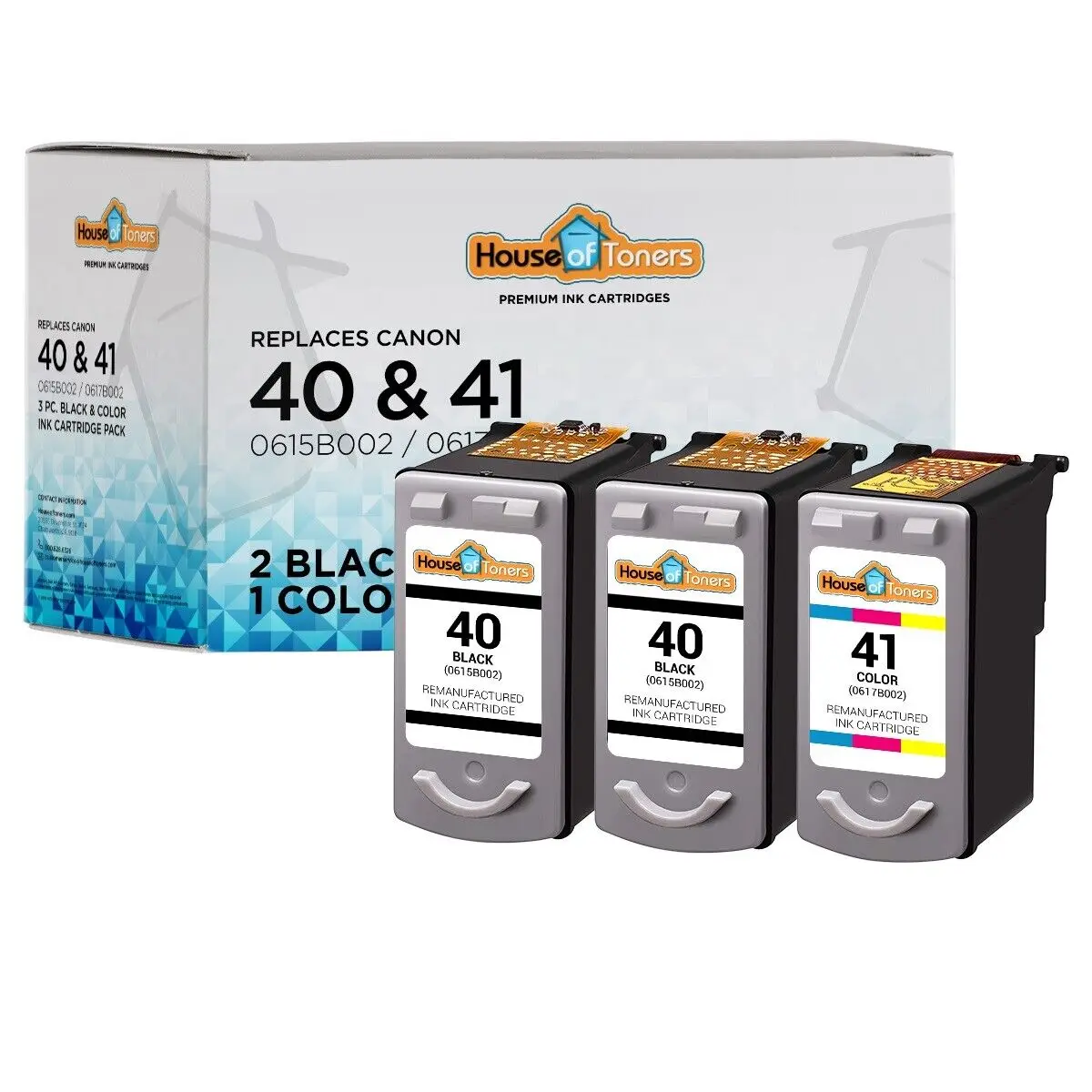 3pk BLK PG-40 & COLOR CL-41 Print Ink Cartridge for Canon