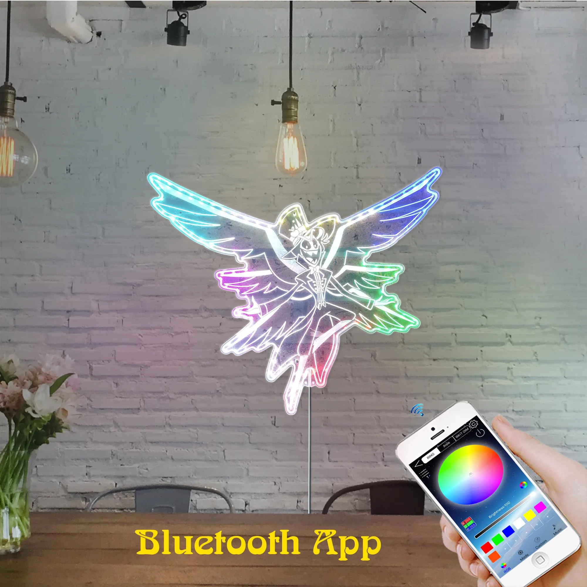 Lucifer Dynamic RGB Edge Lit LED Sign, Game Room Decor, Gaming Night Light