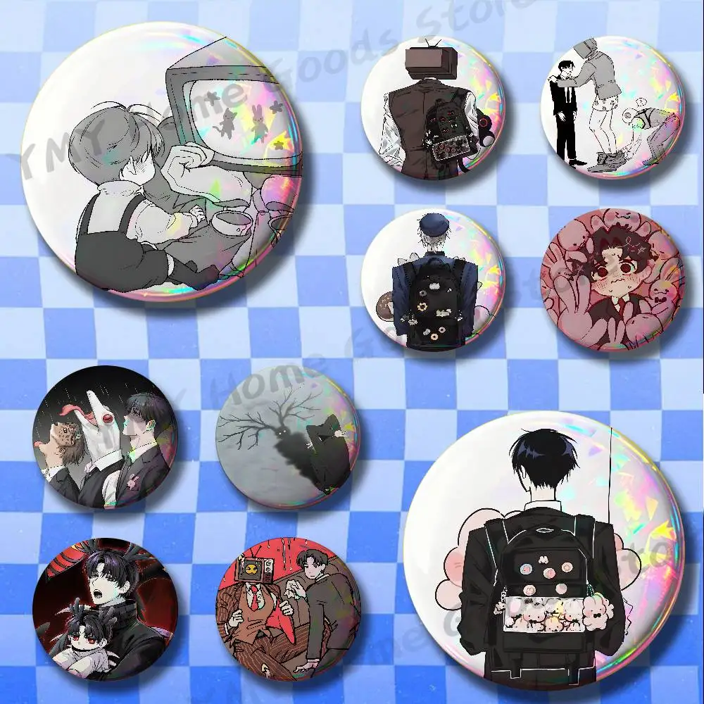 Funny K-Kim Soleum GSGW Round Pins Cartoon Brooches Stylish Ornament Badge for Backpack Accessorys Gifts