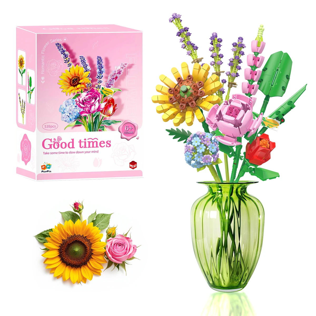 

Classic Building Block Model Series Summer Exquisite Bouquet Desktop Display Toy Bricks Set DIY Children's Festival Gifts