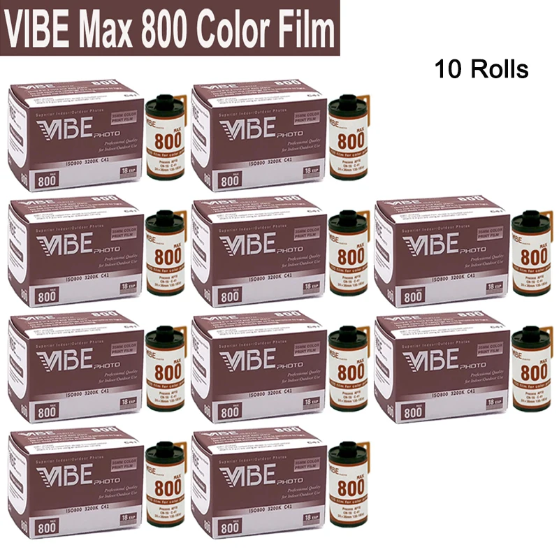 1/3/5 Rolls VIBE Max 800 Color film ISO 800 135 Negative film 18EXP/Roll for Kodak VIBE 501F Camera (Expiration Date: 12.2025)