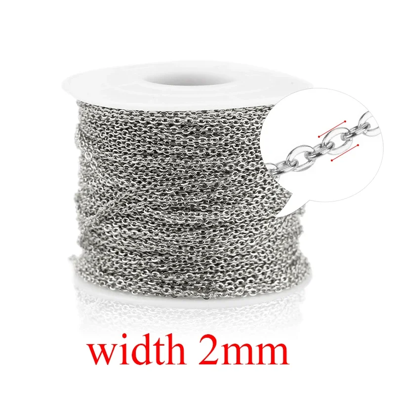 2 m Edelstahlkette für Schmuckherstellung, Kabel, Roségold, Silberketten, Halskette für DIY-Schmuckzubehör im Großhandel