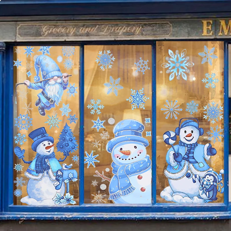 9 Blatt Weihnachten Schneemann Fensteraufkleber Cartoon Gnome Glas Aufkleber 2024 Weihnachtsdekoration PVC Elektrostatische Aufkleber Neujahr