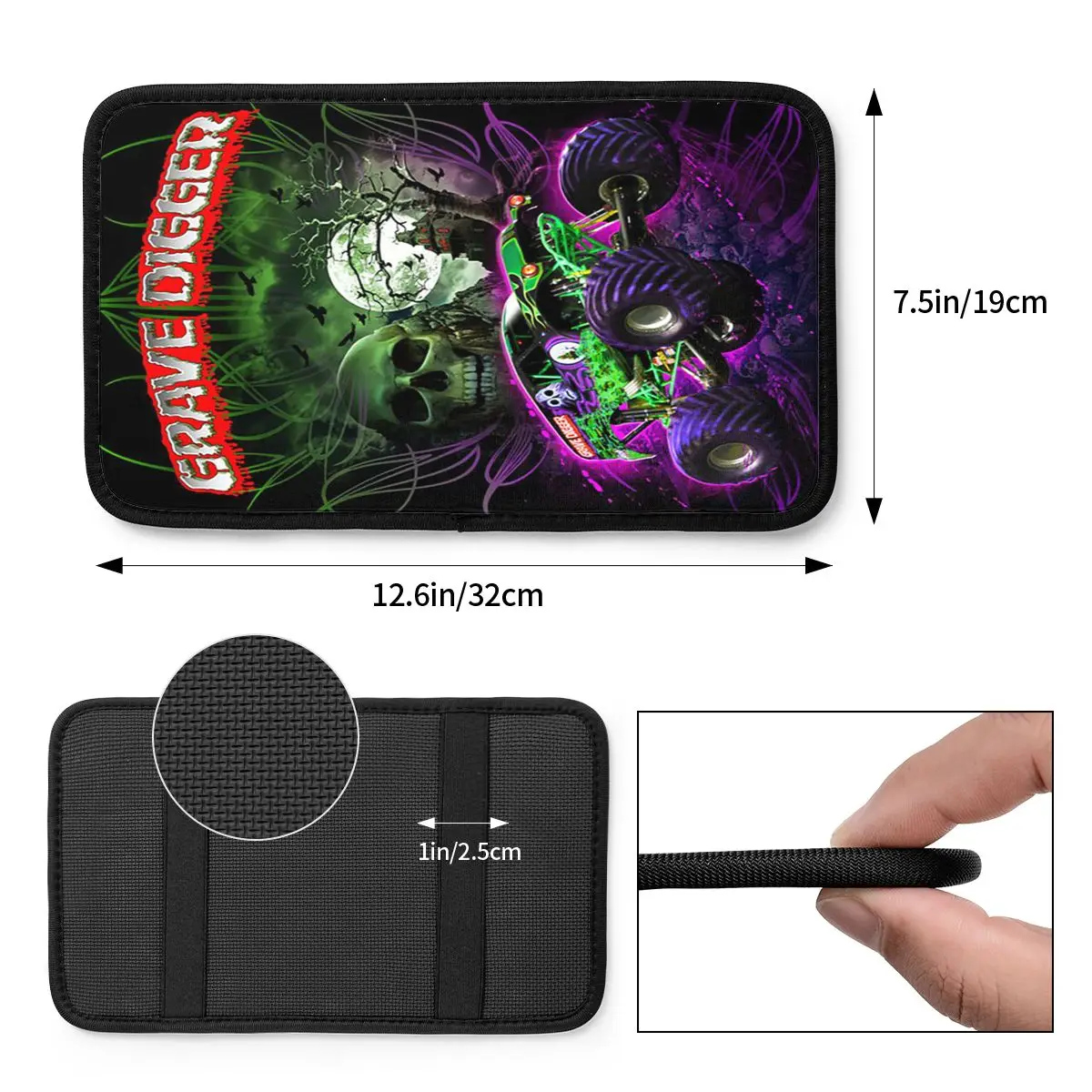 Monster Jam Thrill Game Car Armrest Cover Mat  Center Console Protective Cushion Pad Waterproof Car Interior Accessories