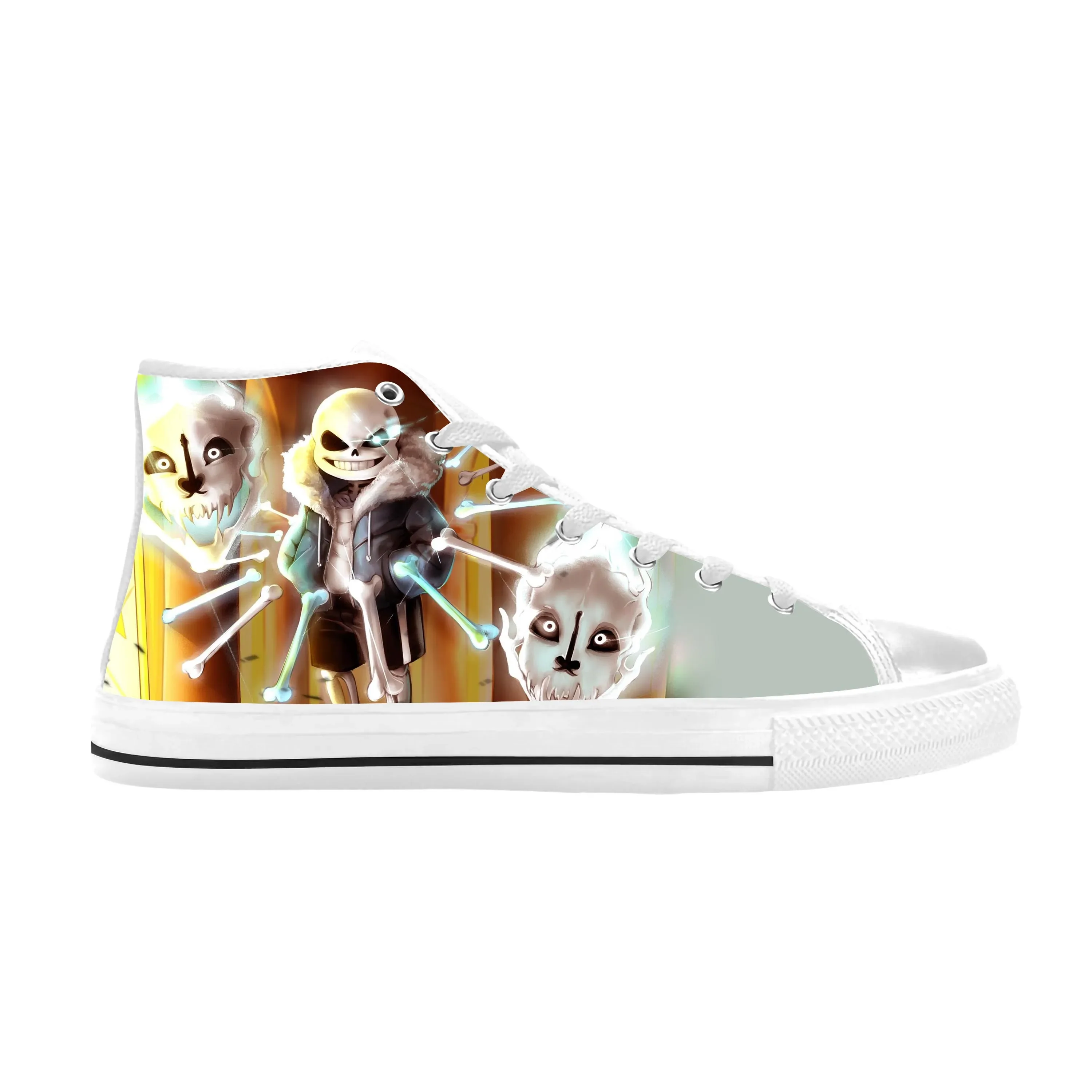 Anime Cartoon Game Undertale Sans Skull Skeleton Casual Cloth Shoes High Top Comfortable Breathable 3D Print Men Women Sneakers