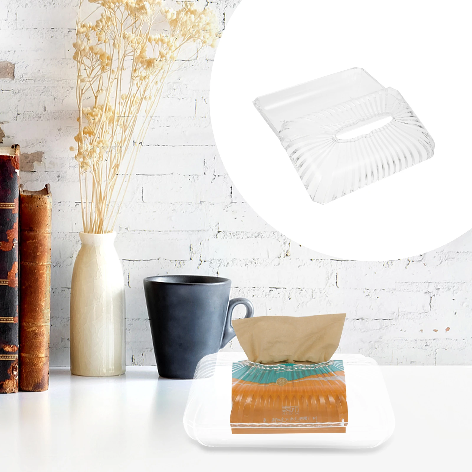 

Acrylic Tissue Box Dispensers for Facial Tissues Bedroom Boxes Holders Rectangle Case Organizer Paper Office Storage