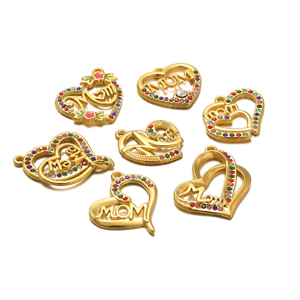 

5pcs Stainless Steel Zircon Crystal Heart Charms Turtle Conch Pendants for DIY Jewelry Necklace Earring Bracelet Making Supplies