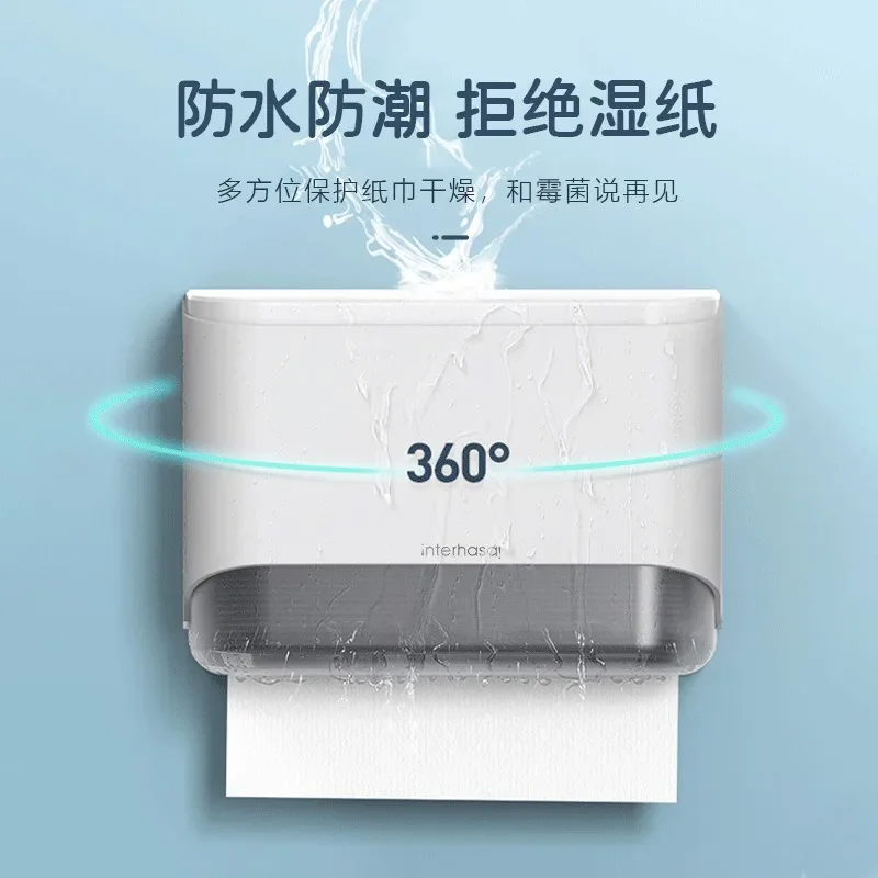 

Настенная коробка для полотенец для рук 360° ° Влагостойкая коробка без перфорации для ванной комнаты, кухни, коммерческого использования, бытовая коробка для накачки