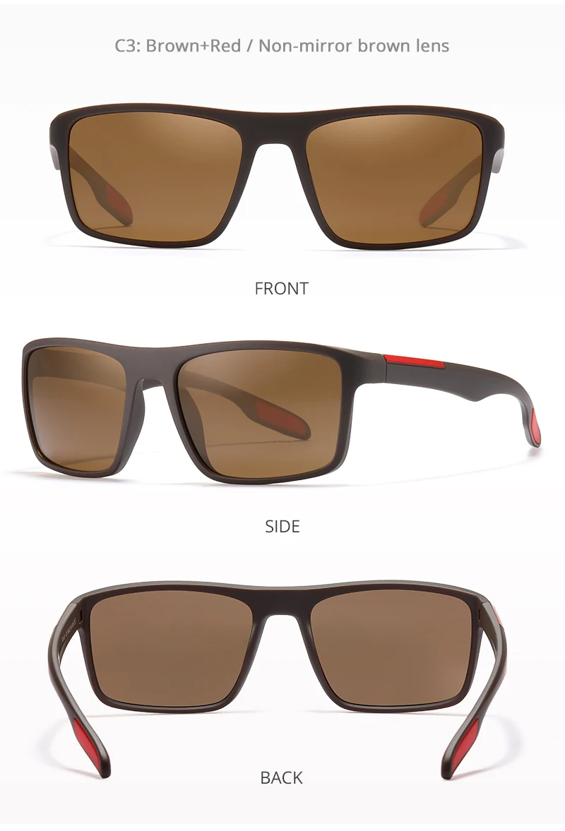 KDEAM Polarisierte, rechteckige Sonnenbrille für Herren, ultraleicht, ideal für den Einsatz im Freien, für lange Tage und verschiedene Lebensstile. – Detail 9