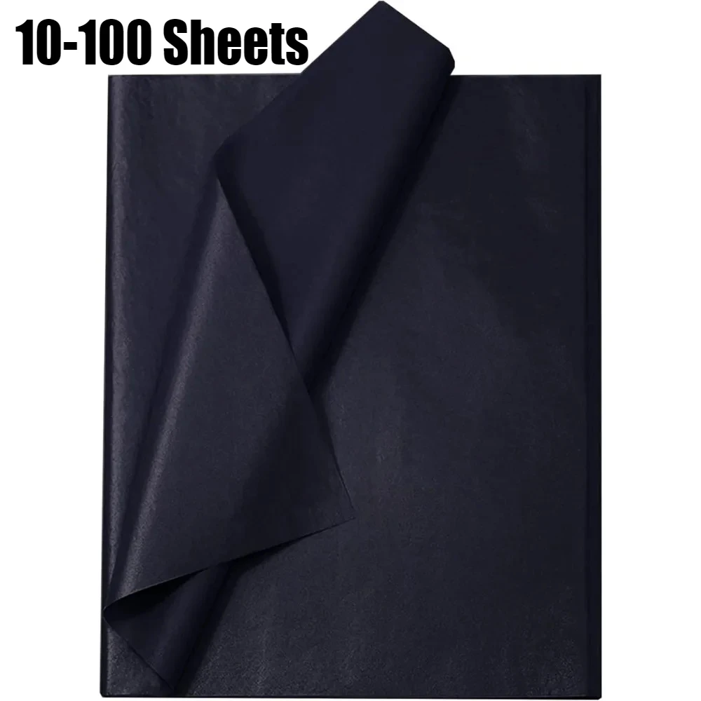 10-100 arkuszy czarnego bibułki do pakowania, ozdabiania prezentów, papierów rzemieślniczych, hurtowo do prac DIY, dekoracji kwiatowych