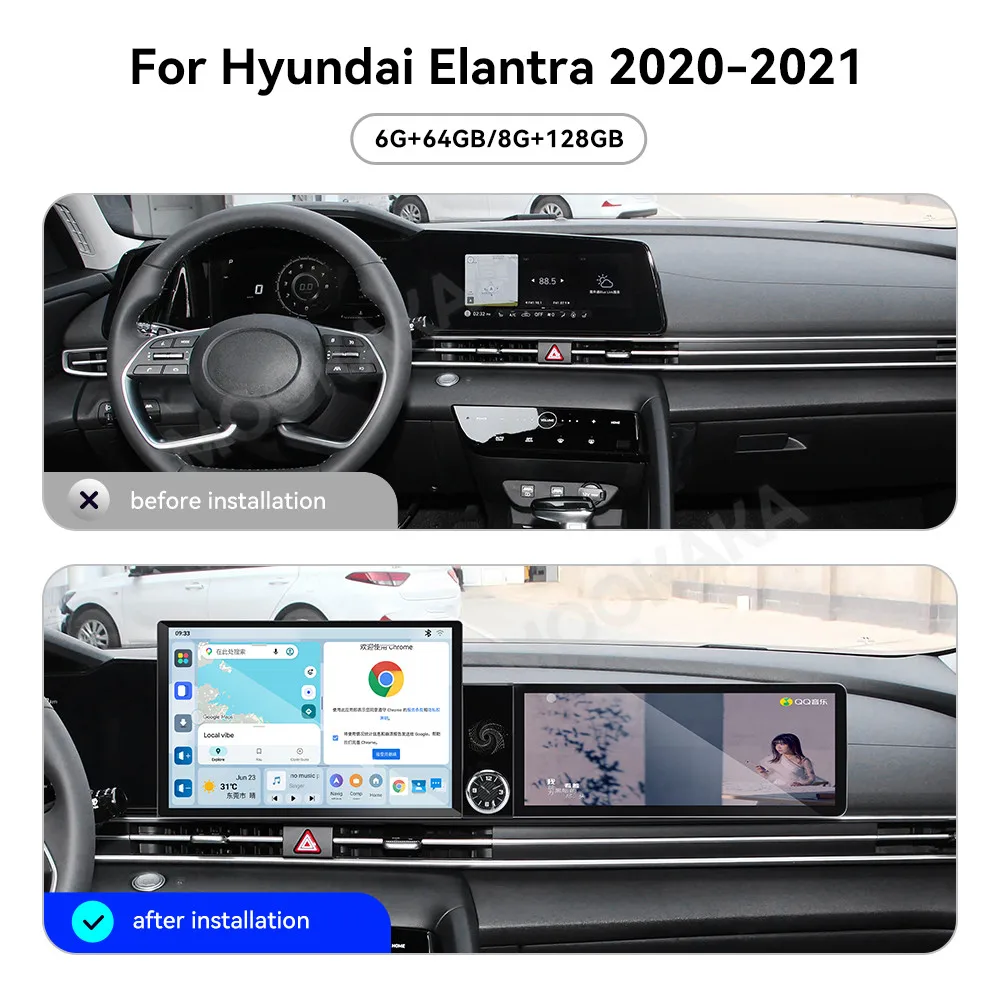 Car Accessories Radio For Hyundai Elantra 2020-2021 Android Auto GPS Navigation Multimedia Stereo Receiver Head Unit Offline