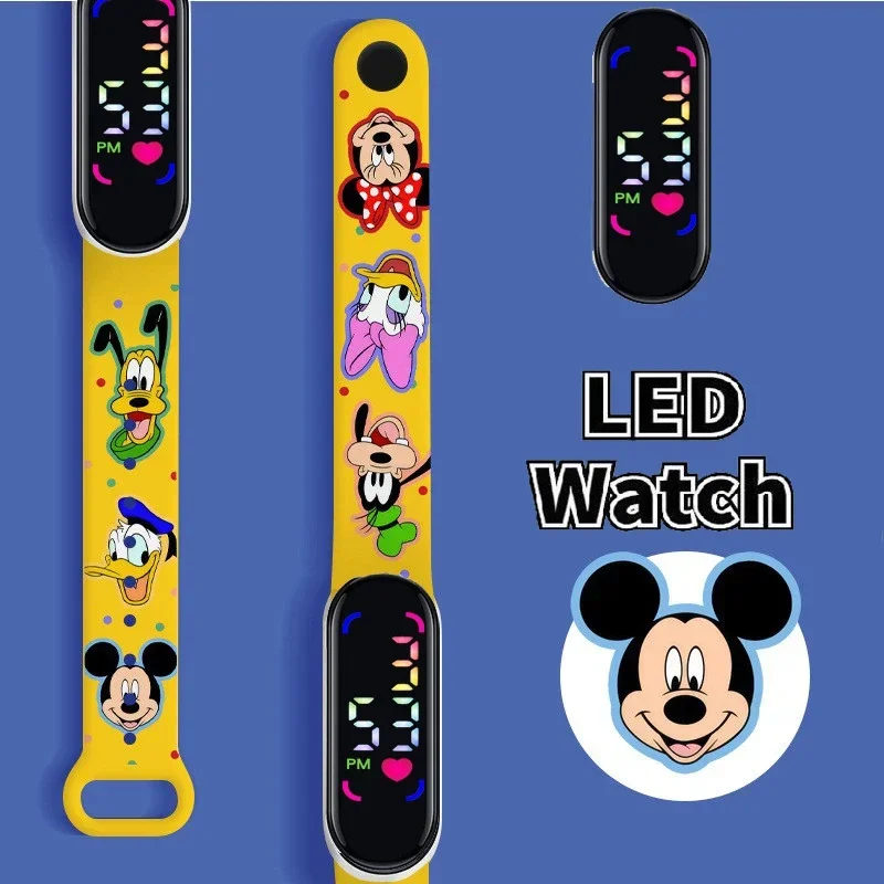 Disney Mickey Minnie children\'s Cartoon Anime Character Luminous Bracelet Watch LED Touch Waterproof Sports kids gifts watch