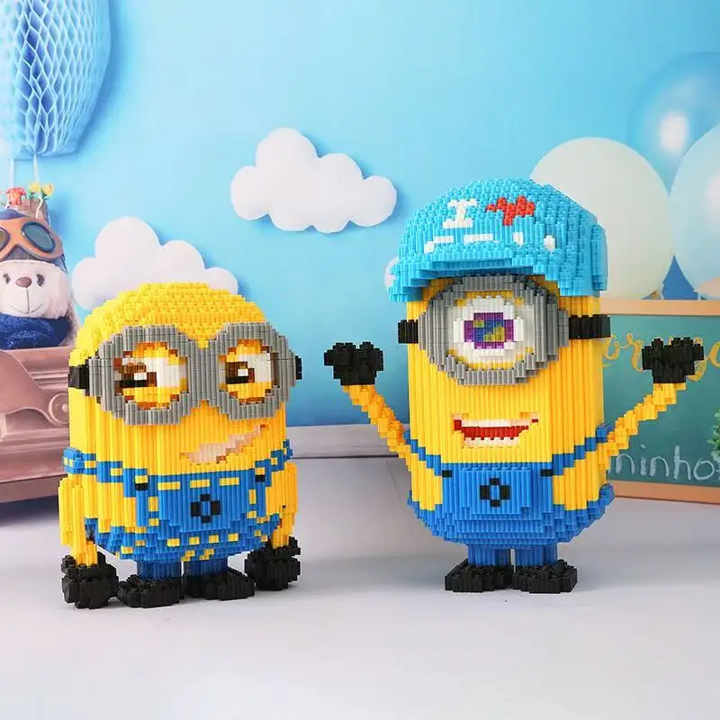 Bloques de Construcción de Minions de 32 cm, Juguete de Ensamblaje para Niños, Modelo DIY de Ladrillos de Partículas Pequeñas, Regalo de Cumpleaños para Niños y Niñas, Adorno de Escritorio