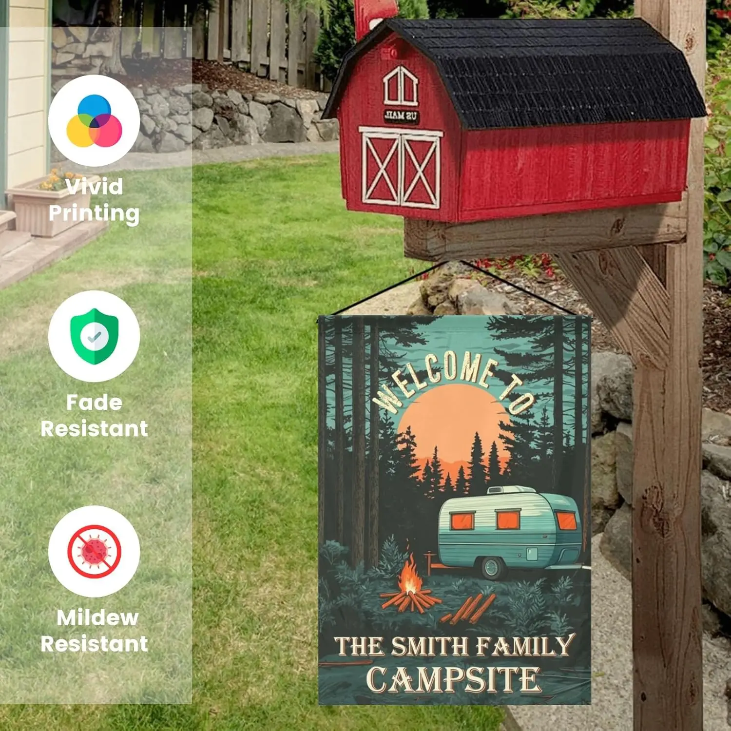 علم حديقة التخييم الشخصي مخصص مرحبًا بكم في موقع المخيم الخاص بنا علم Rv لساحة المنزل راية المنزل في الحديقة ترحيب Outdo FFI