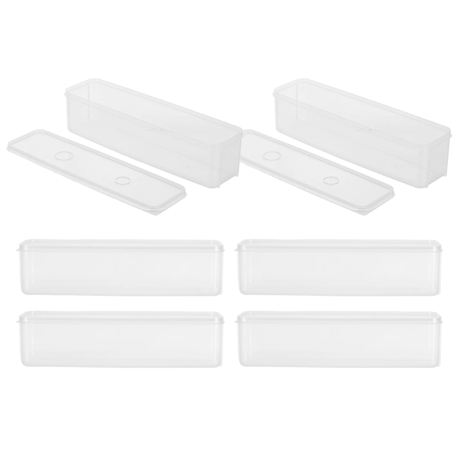 

6pcs Spaghetti Storage Box Clear Rectangular Plastic Airtight Containers For Pasta Noodles Cereals Rice Flour 11.99X3.34X2.95In