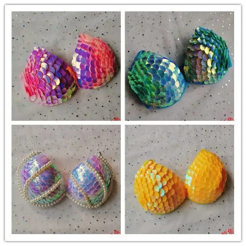 sequin bikini top bra, aquarium bar performance costume, fish tail skin