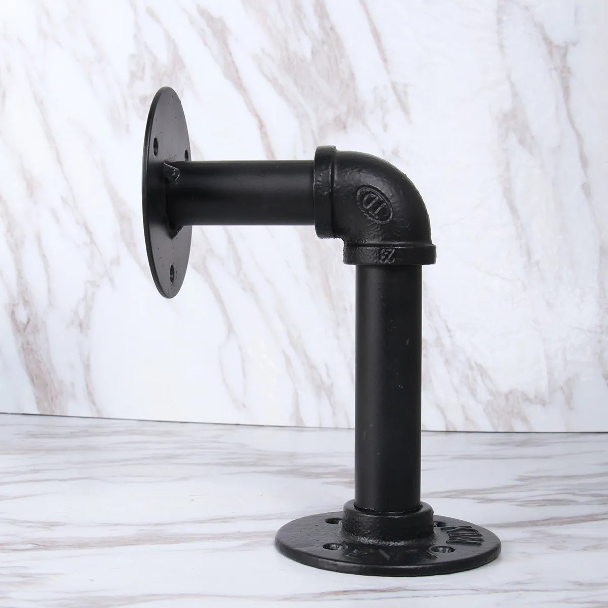 2Pcs Heavy Duty Industrial Iron Pipe Shelf Bracket Retro Black Metal Flange Bracket for Floating Shelves Bookshelves Bottles