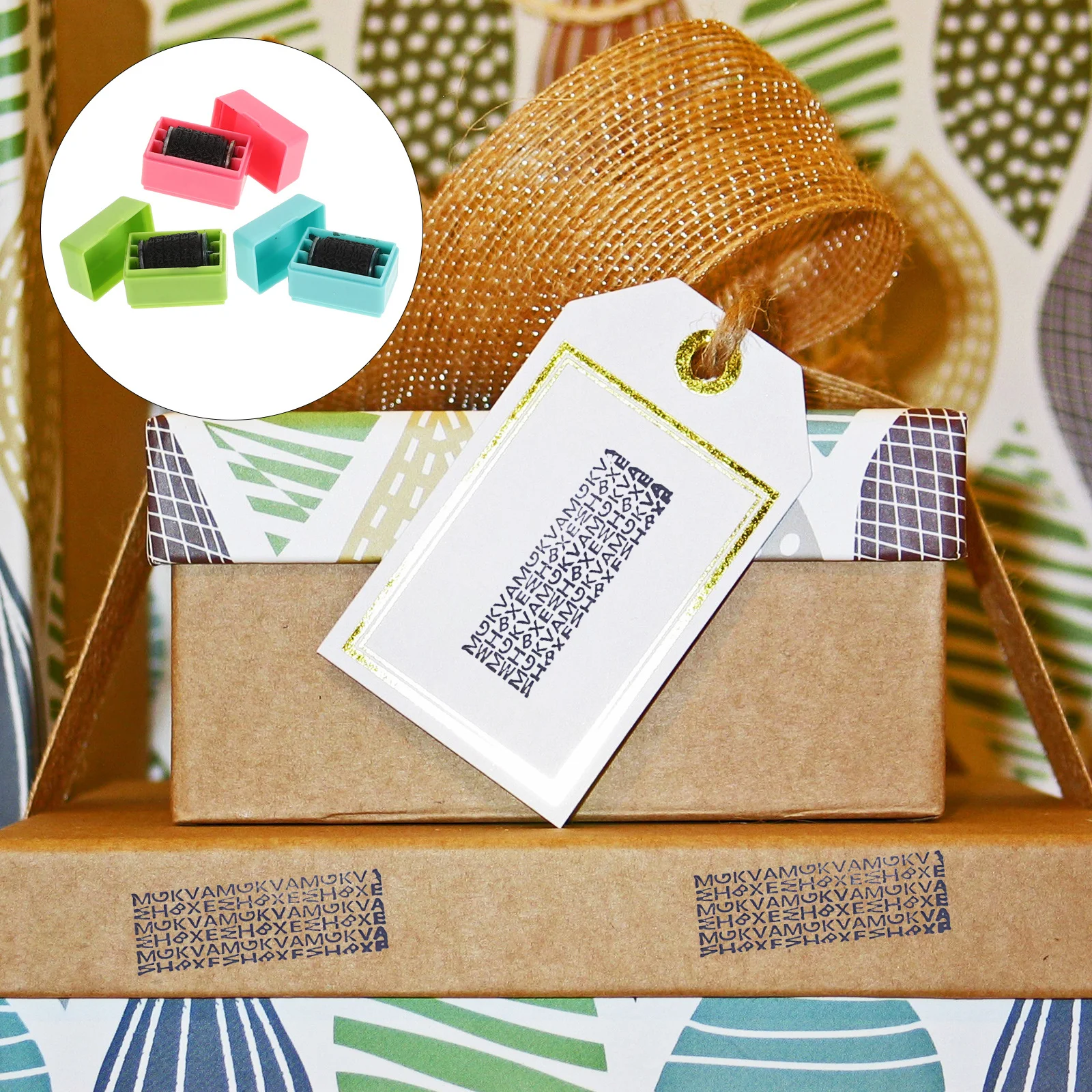 3 قطع من ختم الأسطوانة الصغيرة الاحترافية، حماية الخصوصية ذات التحبير الذاتي، أمان رمز فوضوي للاستخدام المكتبي، خفيف الوزن ومحمول #1