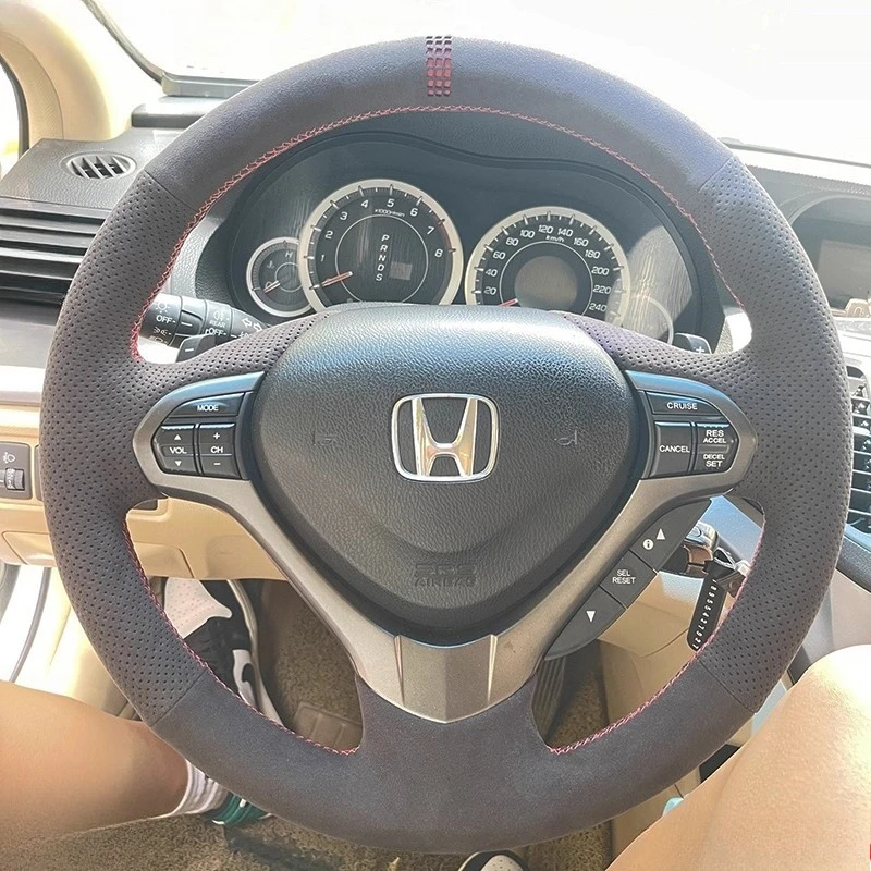 for Honda Accord Euro 2008-2012 Acura TSX Wagon 2009-2014 Hand Stitched Wear-resistant suede car Steering Wheel Cover