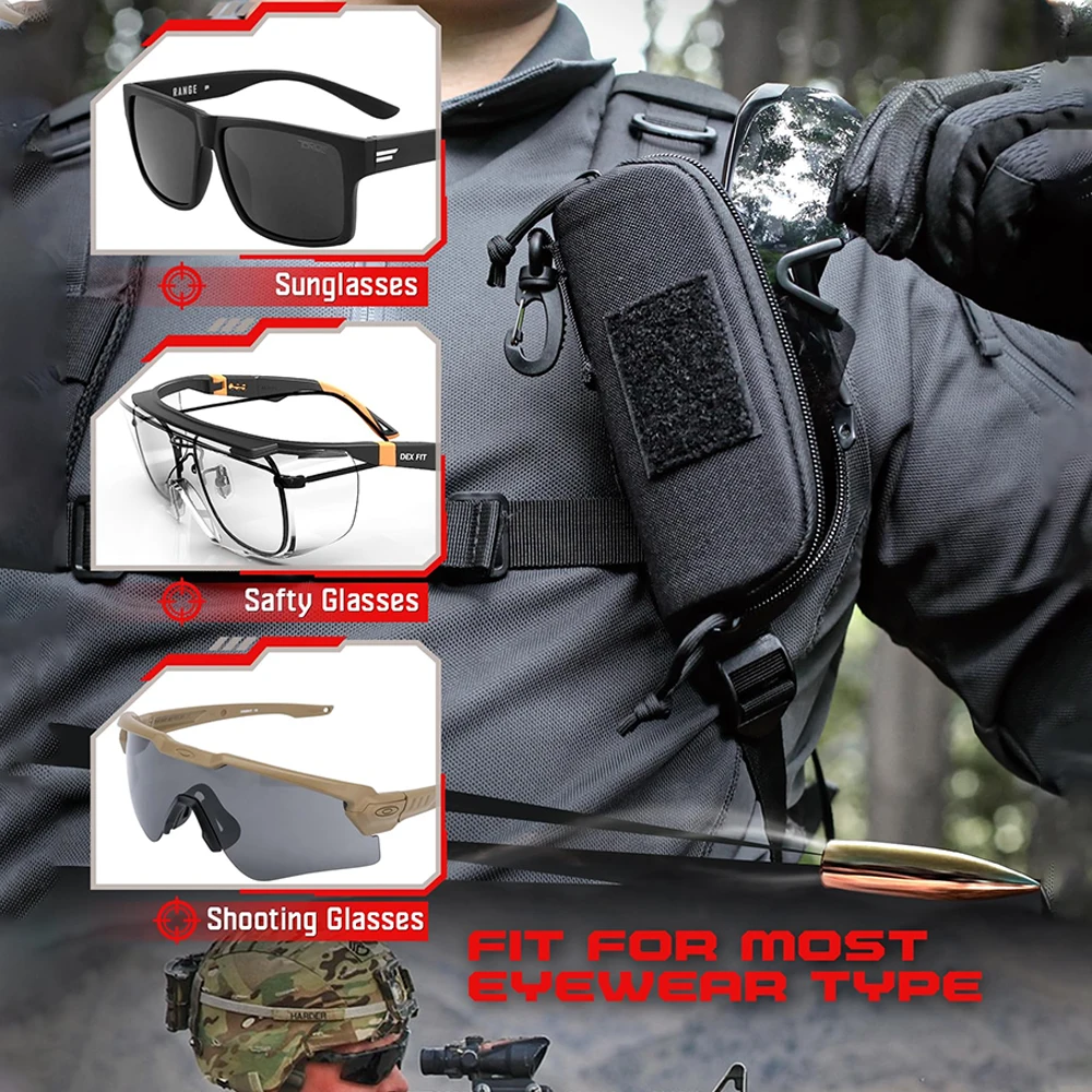 Tactical MOLLE Sunglass Case Semi-Hard Shell Eyewear Pouch with Clip Anti-Crush & Universal Fit for Glasses & Sunglasses image 3