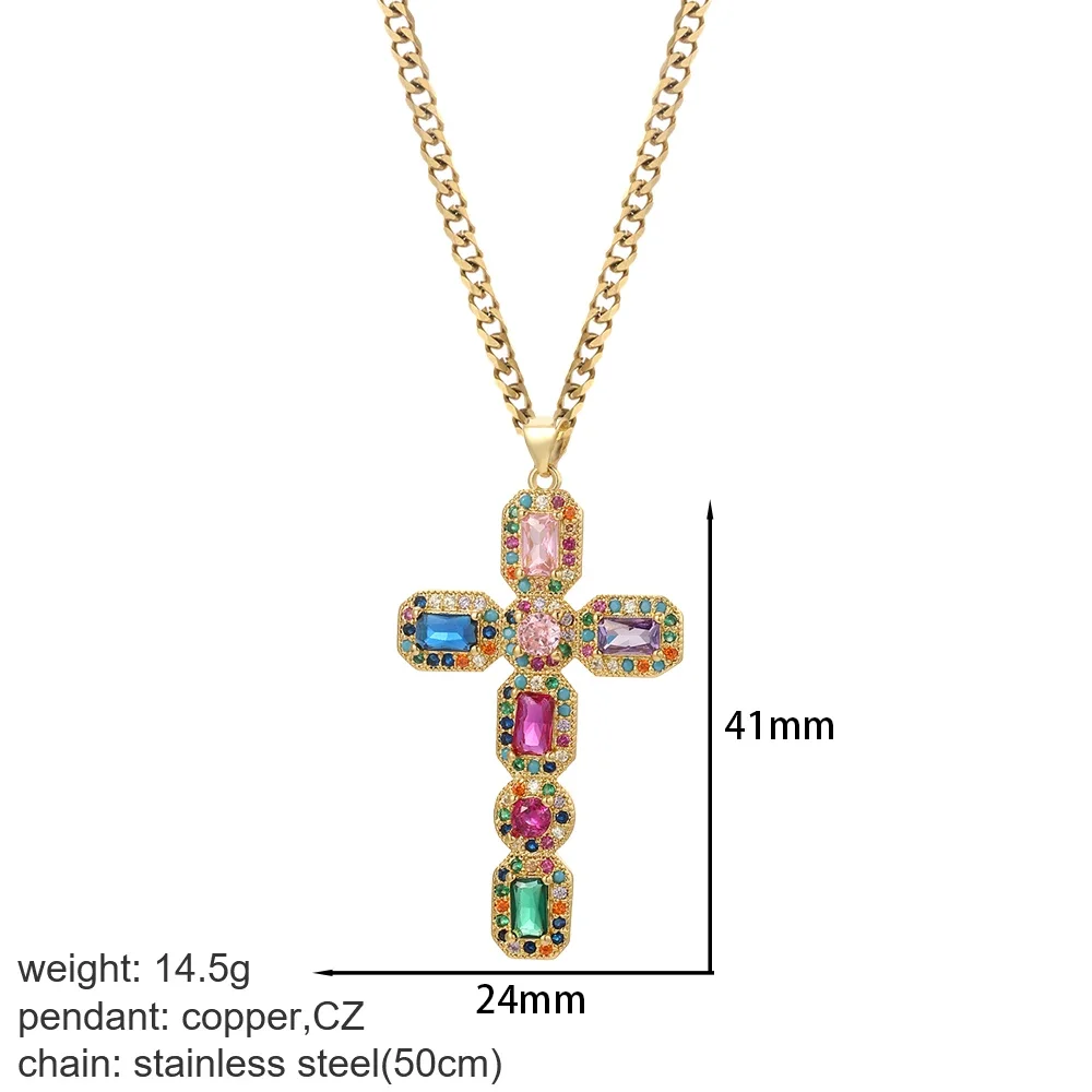 Cross Women's Pendant Collar Golden Our Lady Choker Jesus Necklace for Women Long Stainless Steel Chain Amulet Collars gothic