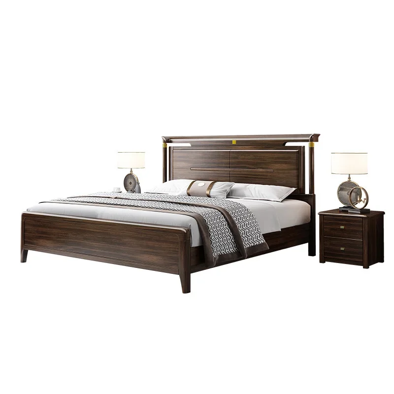 

New Chinese ebony solid wood , storage high box double bed