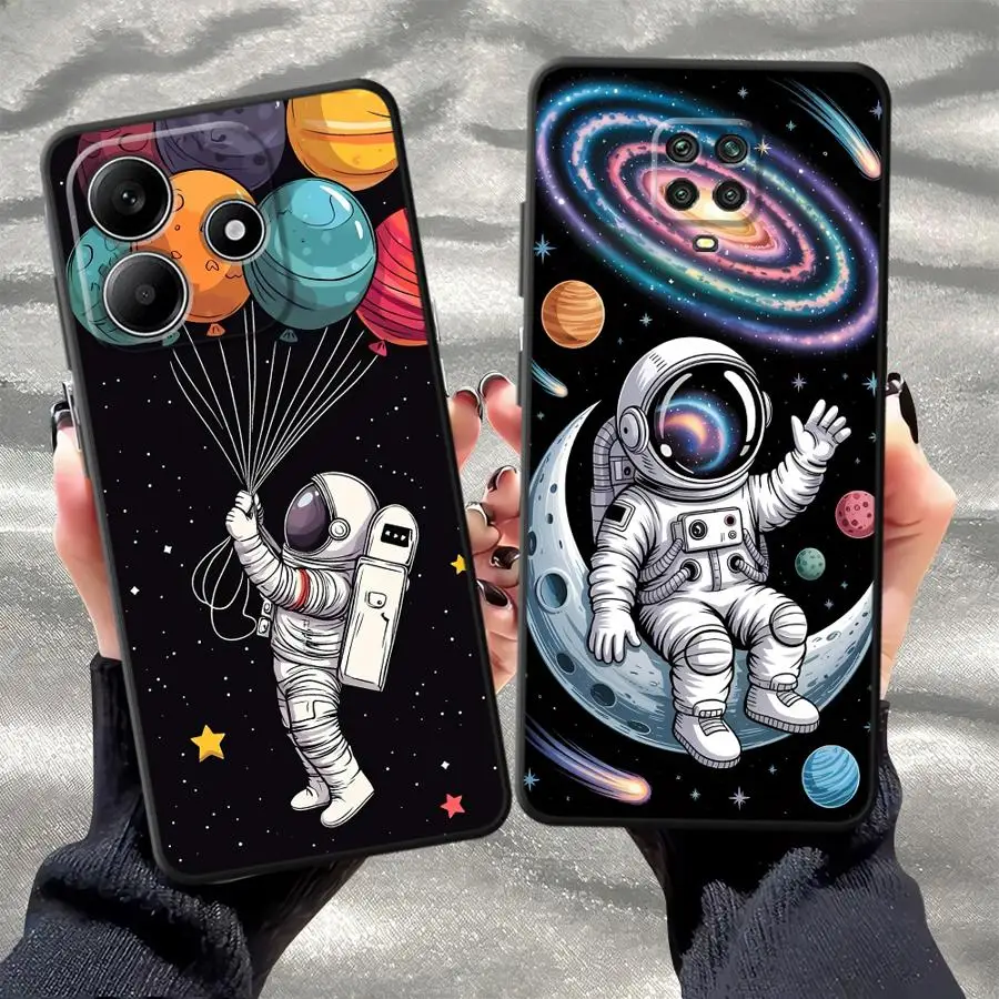 

Case for Xiaomi Poco C85 X3 NFC F4 F5 F3 X4 X3 Pro C71 Soft Funda Back Phone Cover Cartoon Astronaut