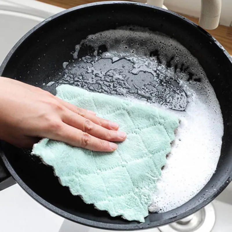 2pcs Super Absorbent Microfiber Cleaning Wiping Rag  kitchen Dish Cloth Tableware Household Cleaning Towel Kichen Tools Gadgets