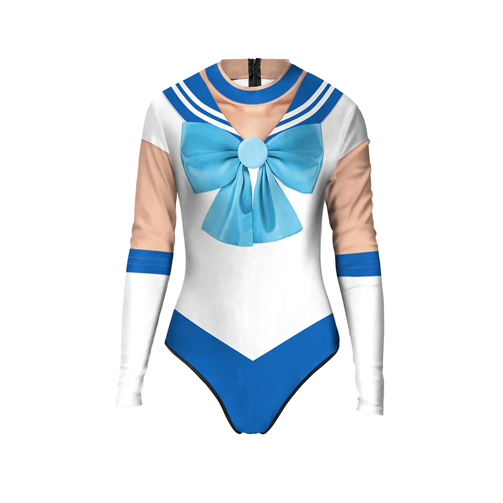 

NADANBAO Anime Women Cosplay Long Sleeve One Piece Swimsuit Sailor Moon Tsukino Usagi Cosplay Bodysuit Swimwear