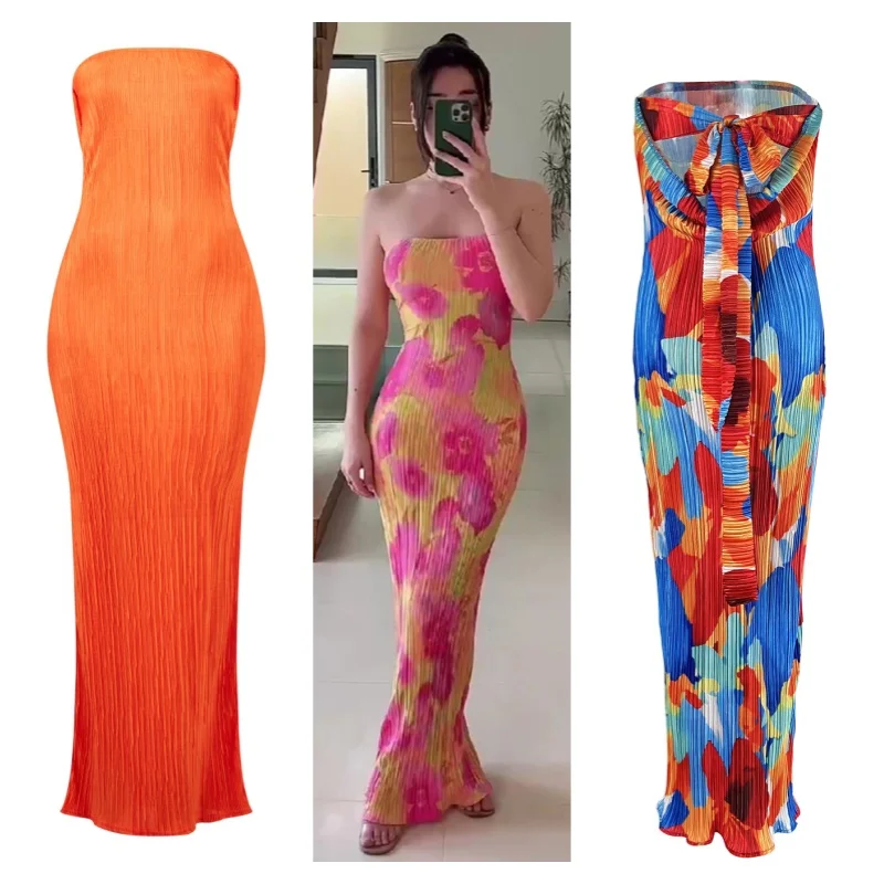 Floral Print Pleate…