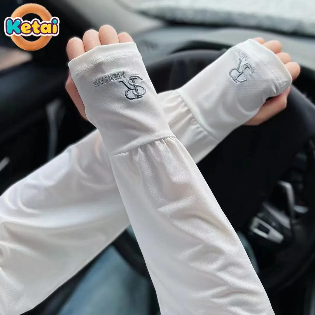 أكمام ثلجية صيفية واقية من الشمس للرجال والنساء، رفيعة، قابلة للتنفس، واقيات للذراع مقاومة للأشعة فوق البنفسجية، أكمام فضفاضة من الحرير الجليدي