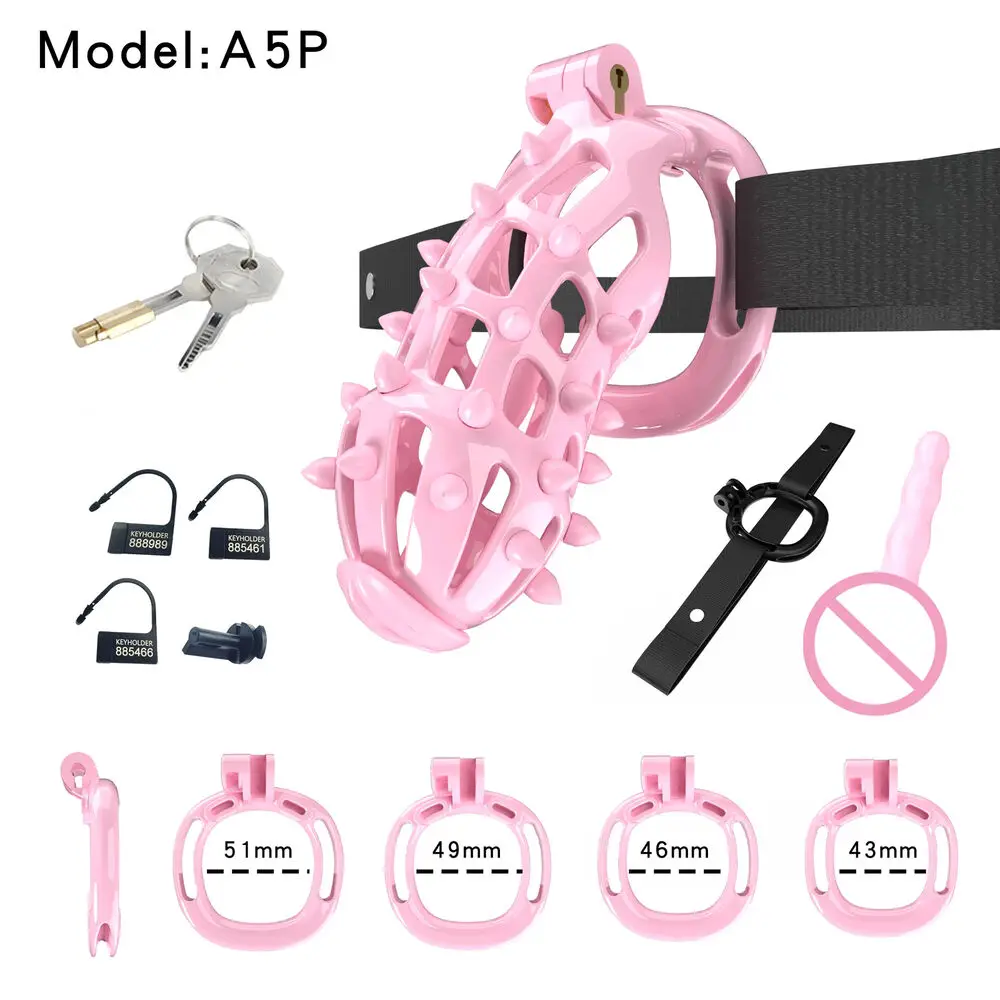 Male Chastity Cage Locks Bondage Chastity Device with Spike Tube for Male Adult Sex Toy