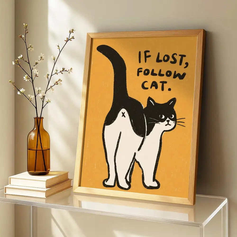 Whimsical Animal Follow Painting Calligraphy Canvas Poster Art for Bedroom Living Room Home Decor Wall Decoration Decals Gift