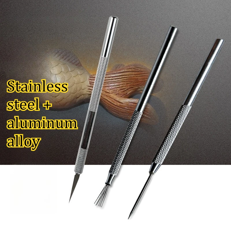 Clay Pottery Details Carving Tool Knife Three-piece Set Seven Detail Needles DIY Handmade Soft Clay Art Design Pottery Knife