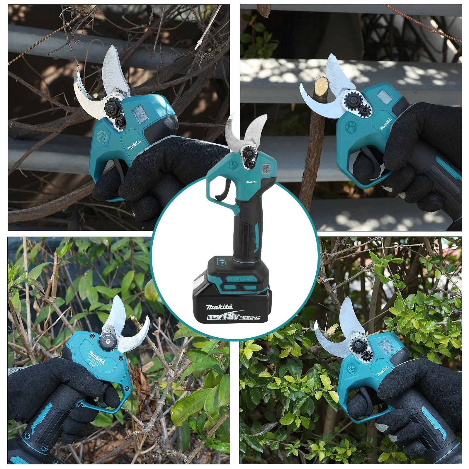 Makita tesouras de poda elétricas sem escova, ferramenta de jardim, sem fio, tesoura elétrica para árvores frutíferas, bateria de 18v, cortador de ramos