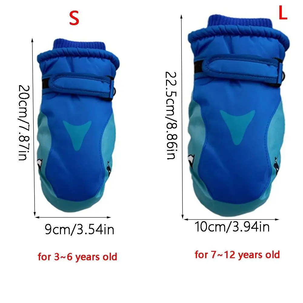 Cartoon Children Ski Gloves Warm Shark Pattern Snowboard Mitten Windproof Waterproof Winter Skiing Gloves Outdoor Sport view 6