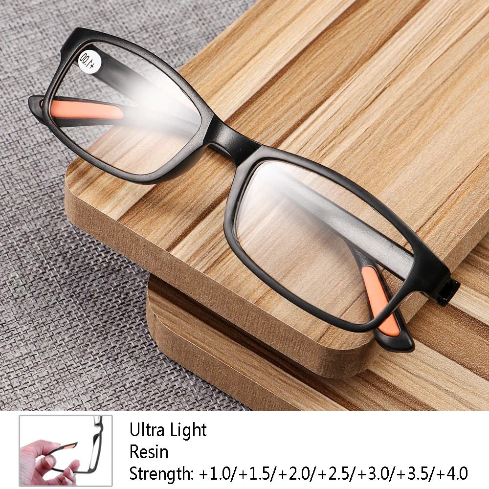 Ultra-light Resin Reading Glasses for Men Women Fashion Casual Anti-skidding Readers Eyeglasses Vision Care Presbyopic Eyewear