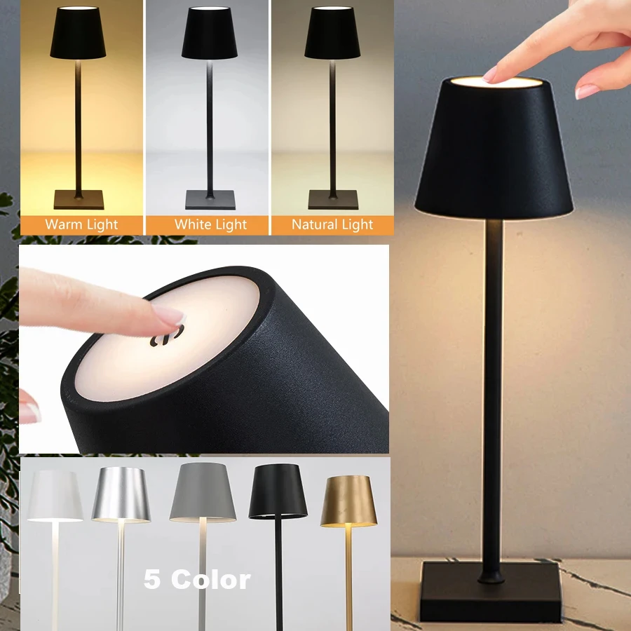 sensor de toque sem fio led desk light abajur usb recarregavel nivel escritorio top carregamento tipo c decor night light classico 01