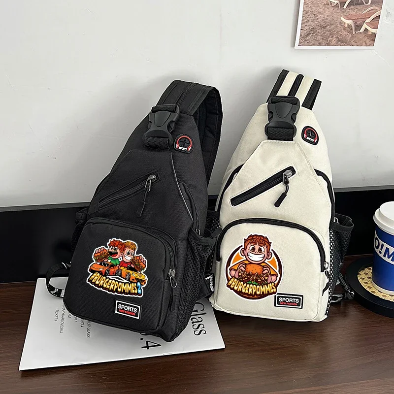 

Burgerpommes Icrimax Men's Shoulderbag Boy Cute Anime Pattern Chest Bag Fashion Trendy Large Capacity Travel Storage Bag Handbag
