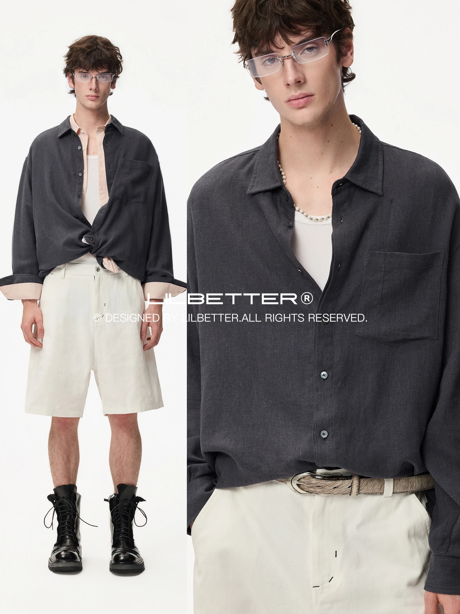 Lilbetter Men's Long Sleeve Linen Shirt Loose Fit Turn-down Collar Comfortable Breathable Autumn Fashion Urban Style Casual S...