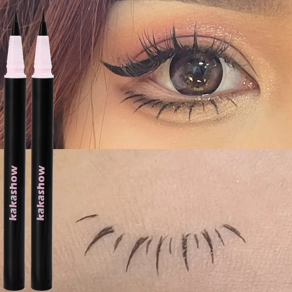 Penna per Eyeliner liscia Ultra-Fine 0.05mm fodera per occhi liquida marrone nero a prova di sbavature facile da indossare senza trucco rinforzante marrone in fiore