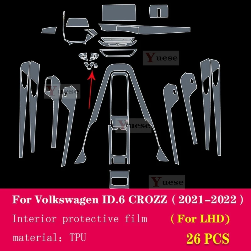 ل VW ID.6 CROZZ 2021-2023 سيارة الملاحة واقي للشاشة غير مرئية طبقة شفافة بولي TPU ملصقات الفيلم الداخلي