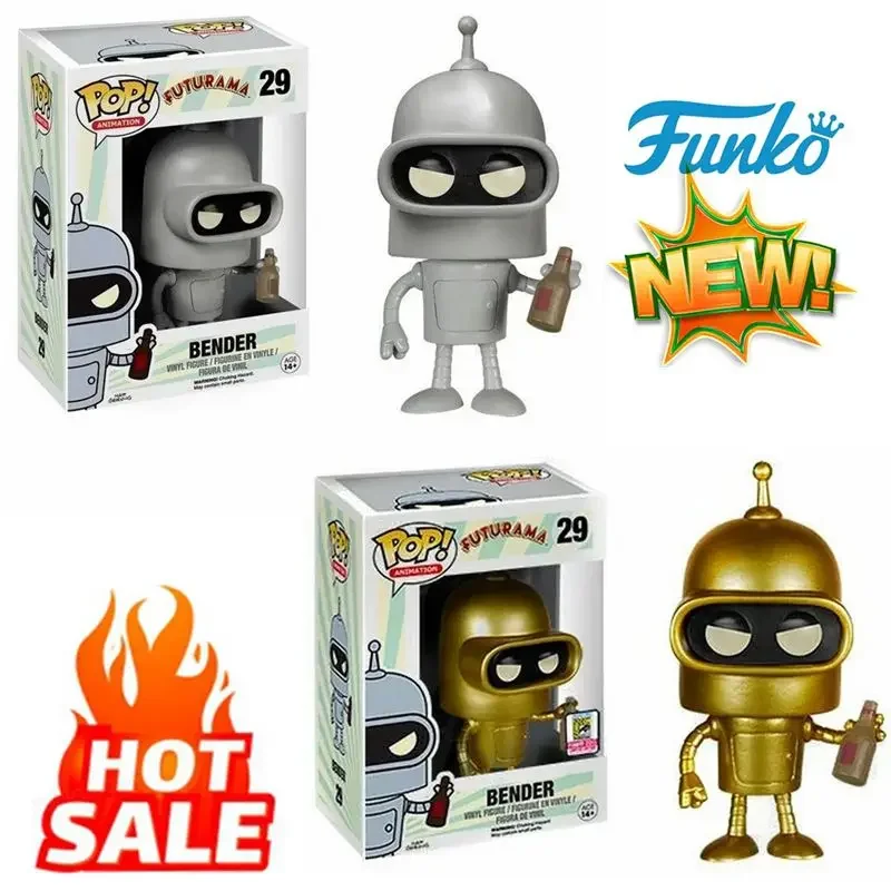 New FUNKO POP Anime Futurama Bender Gold 29# Action Toy Figures Summer Convention Exclusive Vinyl Figure Collectible Model Toys