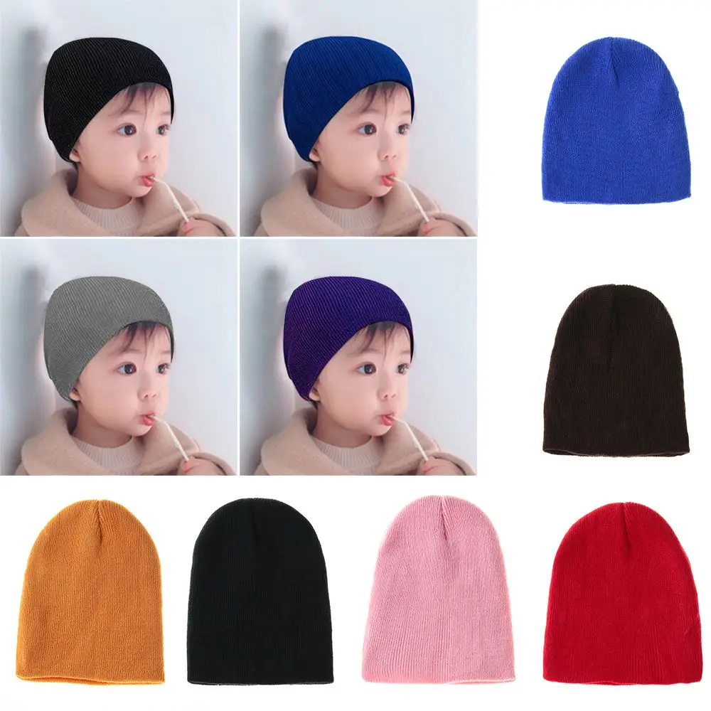 1 Pc Baby Hat Cute Beanie Cap Boy Girl Unisex Soft Hat Winter Warm Kids Hot Sale Knitted Crochet Cotton Blended Stretchy Cap