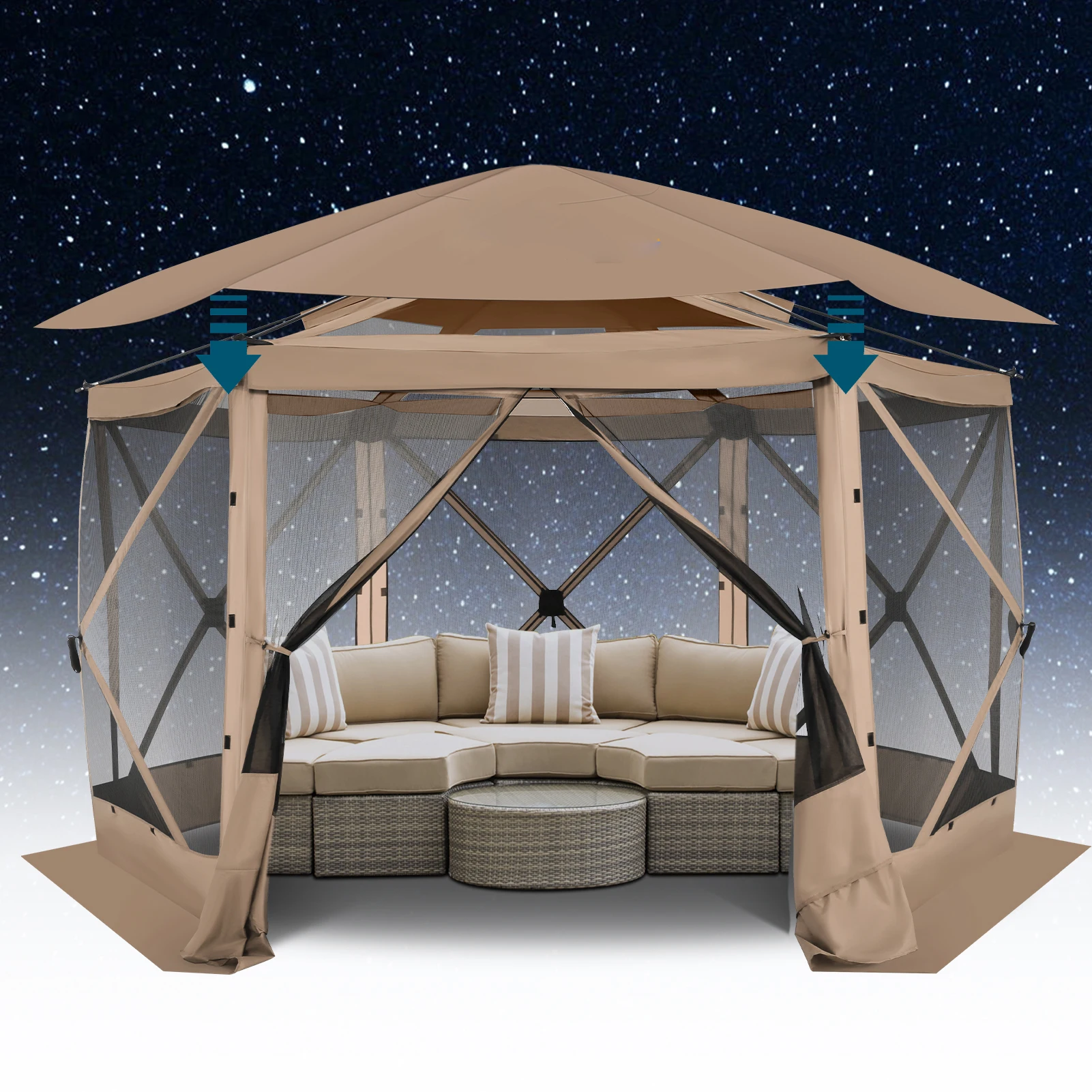 Pop up Gazebo Screen Tent for Camping, 12x12 Camping Gazebo with Removable Roof, Outdoor Screened Gazebo with 5 Sidewalls