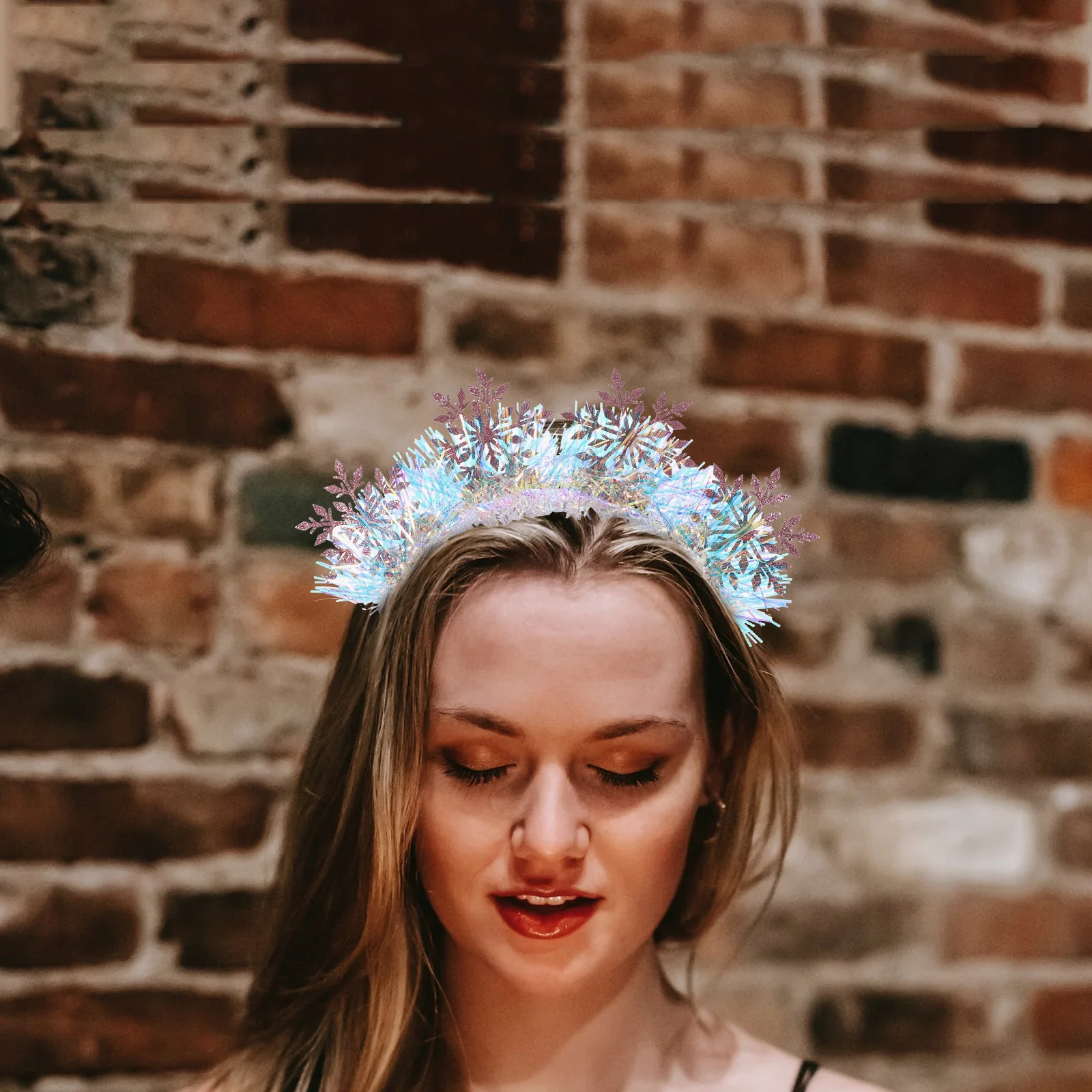 

Decorative Headband Festive Headwear Embellished Headbands for Women Christmas Hair Hoop Adjustable Snowflake