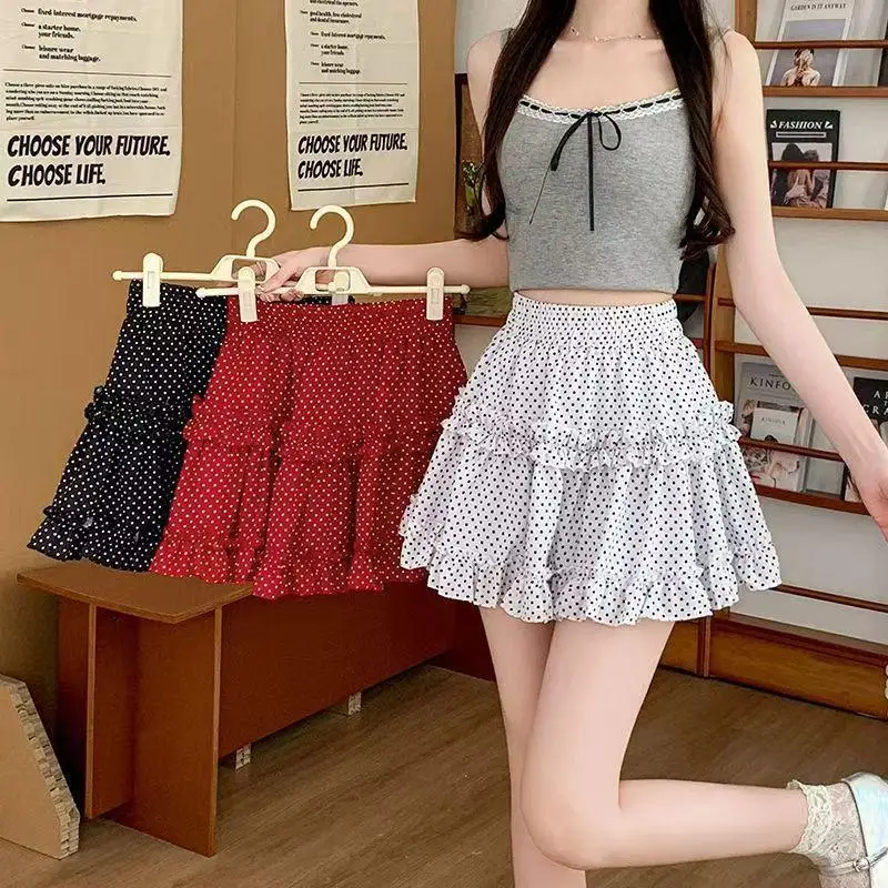 Spring and Summer New Girls' Chiffon Half Skirt Sweet Beauty Style Ruffled Cake A-Line Skirt Versatile Teenage Short Skirt